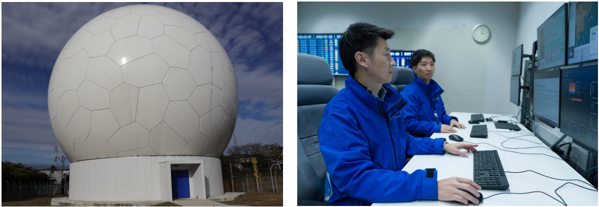 「JSAT Space Line」イメージ (画像提供:スカパーJSAT)
(左)地上局設備(写真は茨城県設置のもの) (右)サービス運用の様子
